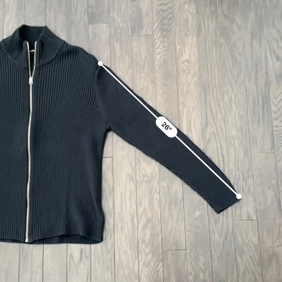 Express Men's XL Black Ribbed Full Zip-Up Sweater 100% Cotton - Picture 14 of 16